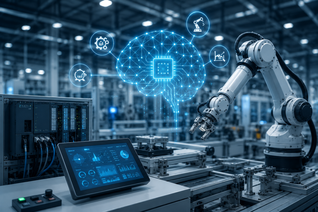 AI in Industrial Automation with robotic manufacturing system