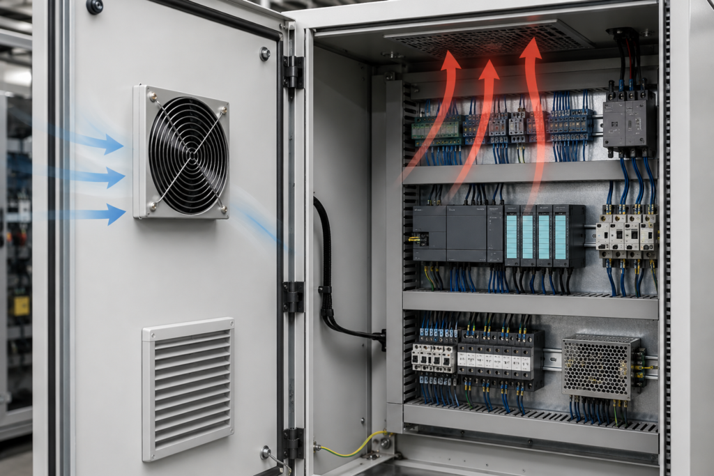 PLC Panel Cooling in an industrial control panel